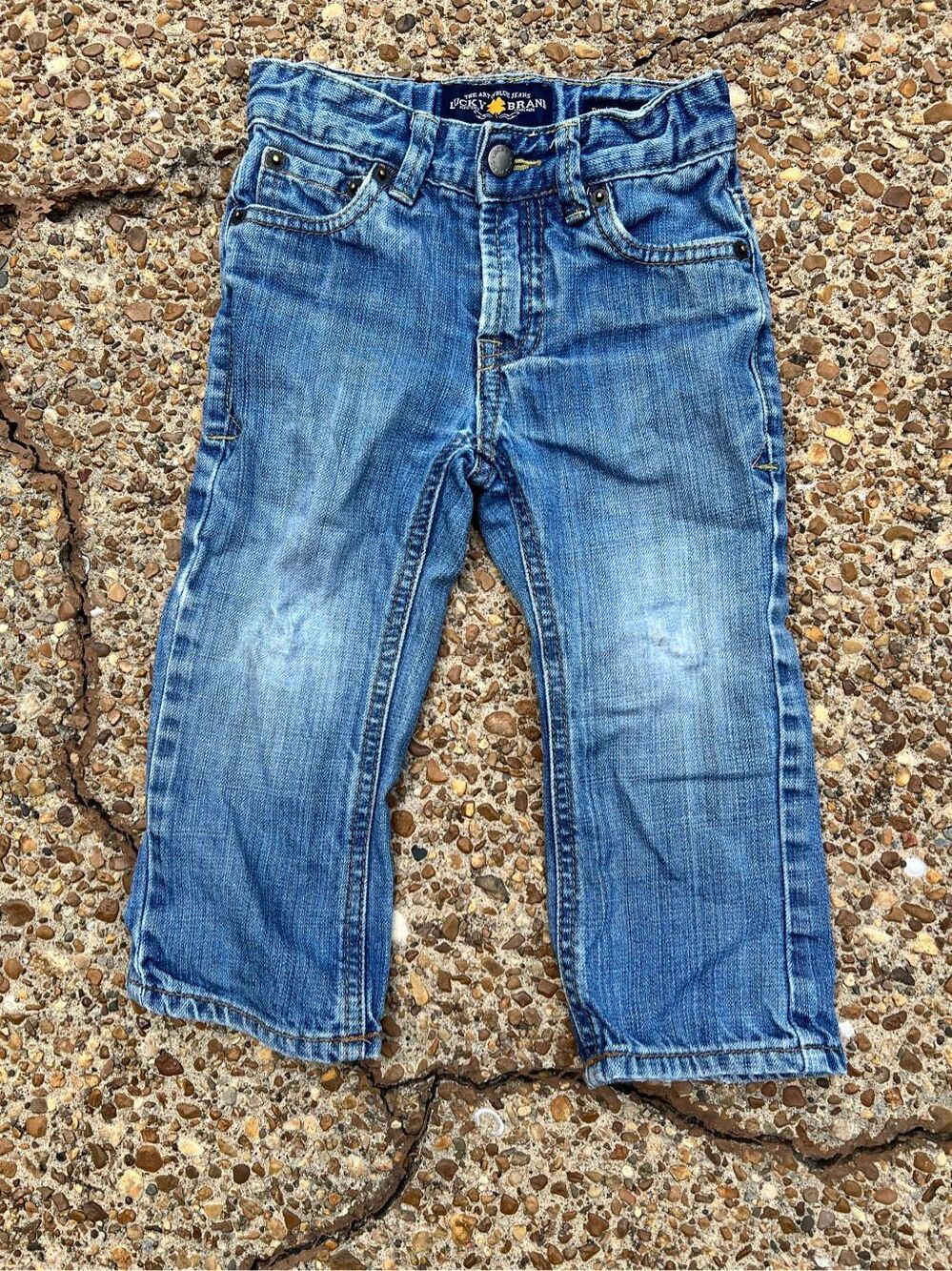 Vintage Toddler Lucky Brand Jeans Billy Straight Leg Blue Denim 2T Guitar Pocket